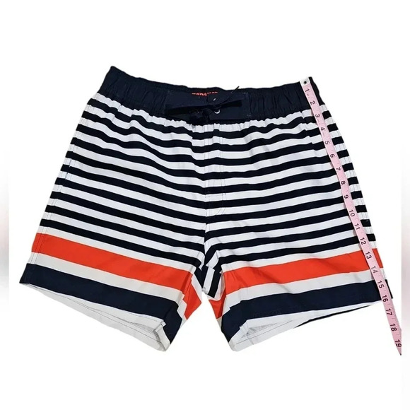 Esprit Men Size Medium UK Large Deadstock Vintage White Blue Striped Swim Trunks - Picture 6 of 7